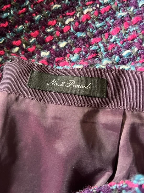 J. Crew purple pink blue tweed boucle wool blend No. 2 pencil skirt - Picture 11 of 13